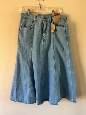 Levi's Light Blue Denim A-Line Midi Skirt